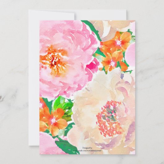 Pink Peony Flowers Kaart (Achterkant)