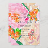 Pink Peony Flowers Kaart (Voorkant / Achterkant)