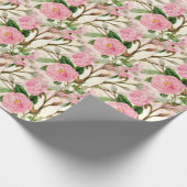 Pink Peony Flowers, Leaves & Buds Pattern Cadeaupapier (Hoek)