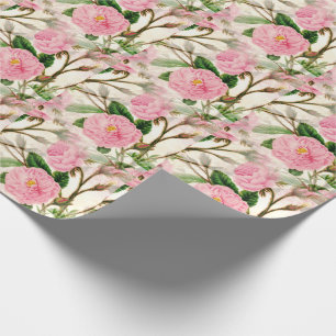Pink Peony Flowers, Leaves & Buds Pattern Cadeaupapier