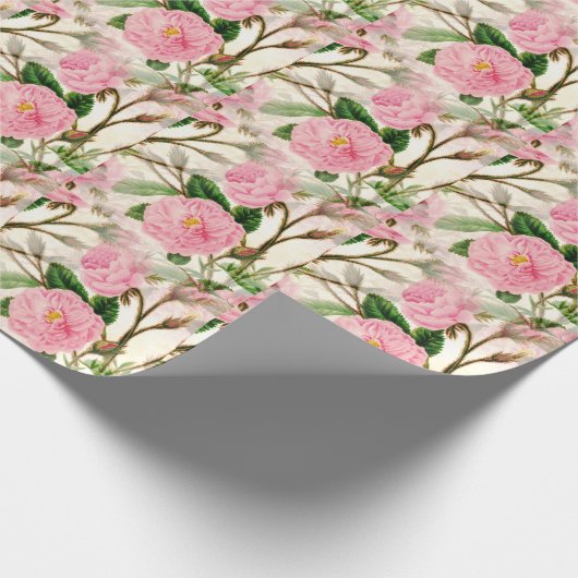 Pink Peony Flowers, Leaves & Buds Pattern Cadeaupapier (Hoek)