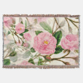 Pink Peony Flowers, Leaves & Buds Pattern Deken (Voorkant)