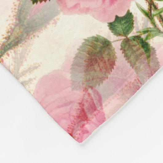 Pink Peony Flowers, Leaves & Buds Pattern Fleece Deken (Hoek)