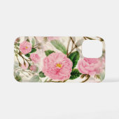 Pink Peony Flowers, Leaves & Buds Pattern iPhone Hoesje (Achterkant horizontaal)