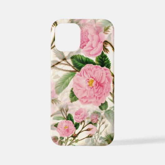 Pink Peony Flowers, Leaves & Buds Pattern iPhone Hoesje (Achterkant)