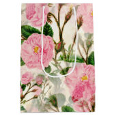 Pink Peony Flowers, Leaves & Buds Pattern Medium Cadeauzakje (Achterkant)