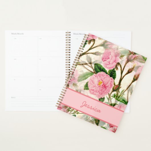 Pink Peony Flowers, Leaves & Buds Pattern Planner (Display)