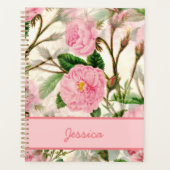 Pink Peony Flowers, Leaves & Buds Pattern Planner (Voorkant)
