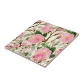 Pink Peony Flowers, Leaves & Buds Pattern Tegeltje (Zijkant)