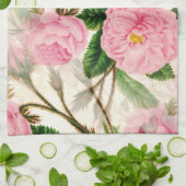 Pink Peony Flowers, Leaves & Buds Pattern Theedoek (Gevouwen)