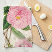 Pink Peony Flowers, Leaves & Buds Pattern Theedoek (Quarter Fold)
