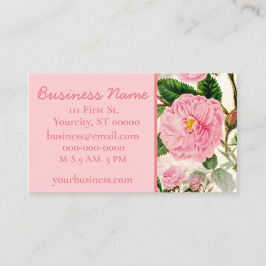 Pink Peony Flowers, Leaves & Buds Pattern Visitekaartje (Achterkant)