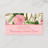 Pink Peony Flowers, Leaves & Buds Pattern Visitekaartje (Voorkant)