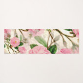 Pink Peony Flowers, Leaves & Buds Pattern Yogamat (Achterkant (horizontaal))