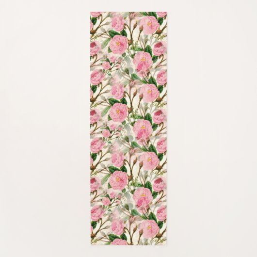 Pink Peony Flowers, Leaves & Buds Pattern Yogamat (Voorkant)