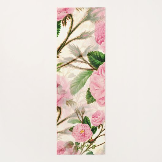 Pink Peony Flowers, Leaves & Buds Pattern Yogamat (Achterkant)