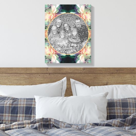 Pink Peony Flowers Lijst Creëer Uw eigen foto Canvas Afdruk (Insitu (Slaapkamer))