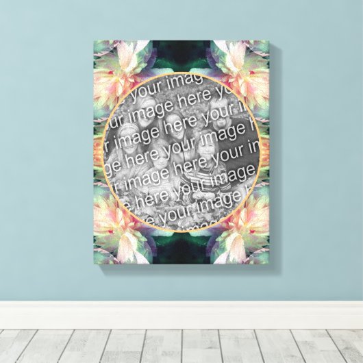 Pink Peony Flowers Lijst Creëer Uw eigen foto Canvas Afdruk (Insitu (Houten vloer))