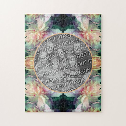 Pink Peony Flowers Lijst Uw foto toevoegen Legpuzzel (Verticaal)