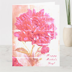 Pink Peony Flowers Moederdag Big Kaart
