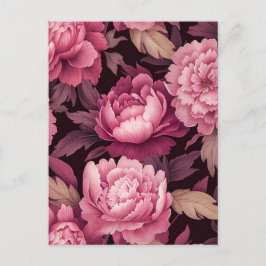 pink peony flowers postcrossing card briefkaart
