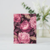 pink peony flowers postcrossing card briefkaart (Staand voorkant)