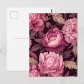pink peony flowers postcrossing card briefkaart (Voorkant / Achterkant)