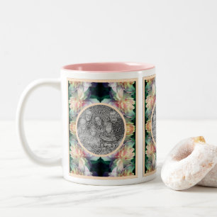 Pink Peony Flowers Vermenigvuldigd Uw foto toevoeg Tweekleurige Koffiemok