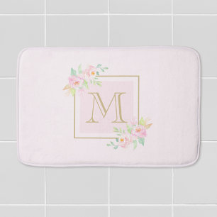 Pink Peony Gepersonaliseerd Monogram Badmat