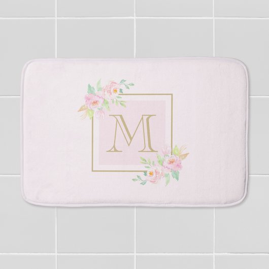 Pink Peony Gepersonaliseerd Monogram Badmat