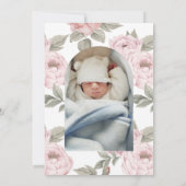 Pink Peony Gold Cross Baby's eerste verjaardag Bap Kaart (Achterkant)
