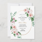 Pink Peony Gold Lijst Baby shower per Mail Kaart (Voorkant)