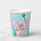 Pink Peony Green Paper Cup Papieren Bekers (Links)