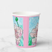 Pink Peony Green Paper Cup Papieren Bekers (Rechts)