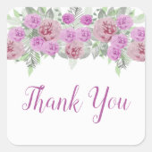 Pink Peony Greenery Dank u Stickers (Voorkant)