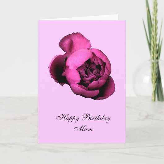 Pink Peony Happy Birthday Kaart (Voorkant)