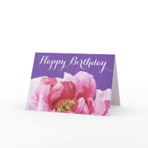Pink Peony Happy Birthday Wenskaart