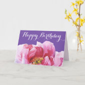 Pink Peony Happy Birthday Wenskaart Kaart (Gele Bloem)
