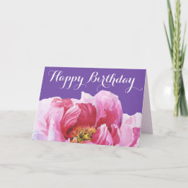 Pink Peony Happy Birthday Wenskaart Kaart