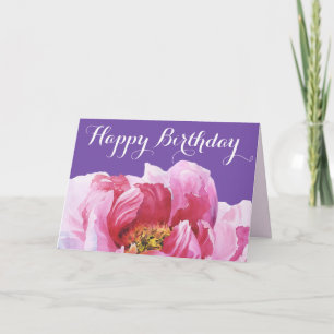 Pink Peony Happy Birthday Wenskaart Kaart