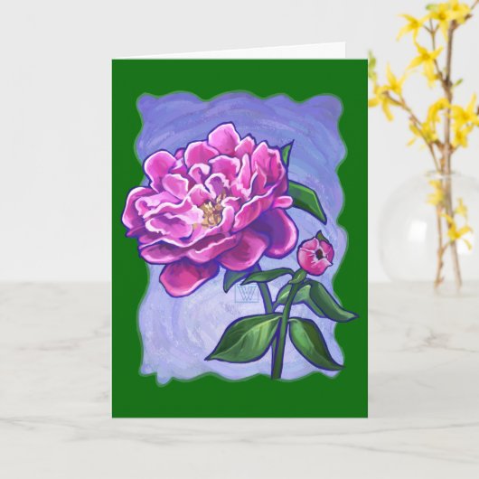 Pink Peony  Happy Moederdag Kaart (Gele Bloem)