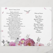 Pink Peony Hydrangea Hummingbird Funeral Programme Flyer (Achterkant)