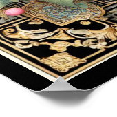  Pink Peony in een fancy Chinoiserie lijst Poster (Hoek)