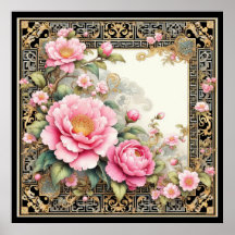 Pink Peony in een fancy Chinoiserie lijst