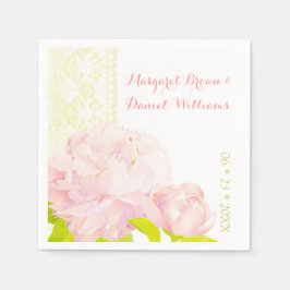 Pink Peony Ivory Faux Lace Wedding Servetten