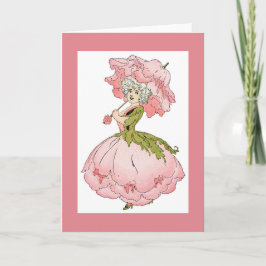 Pink Peony Lady Wenskaart Kaart