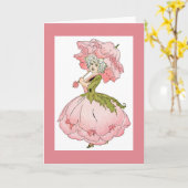 Pink Peony Lady Wenskaart Kaart (Gele Bloem)