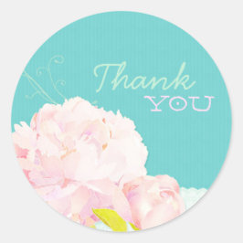Pink Peony Lagoon Weddenschap Bedankt Ronde Sticker