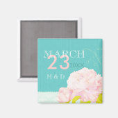 Pink Peony Lagoon Wedding Save the Date Magneet (Voorkant / Achterkant)