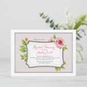Pink Peony Lijst 2 uitnodiging (Staand voorkant)